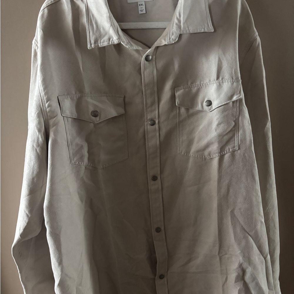 BANANA REPUBLIC FACTORY men’s  Suede Light Beige Button-Up Shirt Jacket
